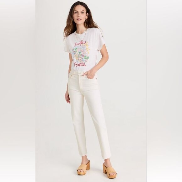 NWT RE/DONE 70s Stove Pipe Straight Leg jeans in Vintage White - Picture 2 of 7